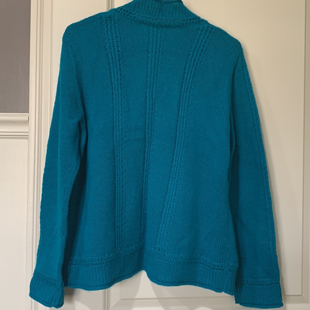 Chico’s size 1 turquoise long sleeve sweater - Picture 2 of 8